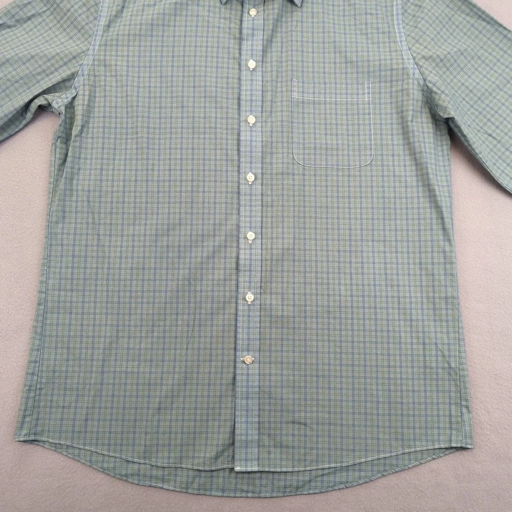 Stafford Shirt Mens 16.5 Fitted‎ Blue Green Plaid Long Sleeve Performance Dress - Picture 6 of 10
